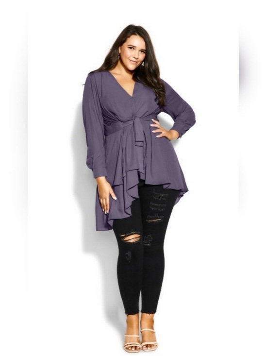 City Chic Tops - City Chic Purple Wrap Peplum Blouse